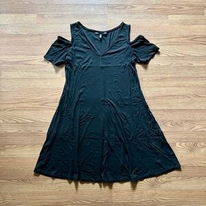 White House Black Market Black Cold Shoulder Swing Dress Tent Circle Skirt